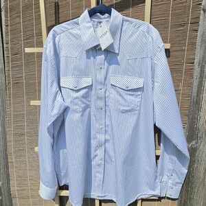 Western Rodeo Pearl Snap Long Sleeve Striped Shirt XXL